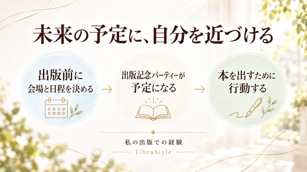 出版前にパーティーの会場と日程を決め、その予定に向かって本を出すために動いた本人の経験