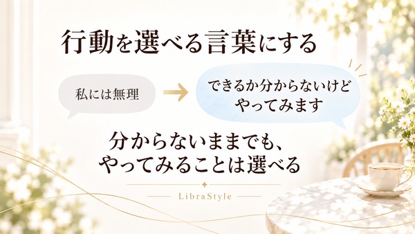私には無理、で止まる代わりに、できるか分からないけどやってみます、と行動を選ぶ言葉にする