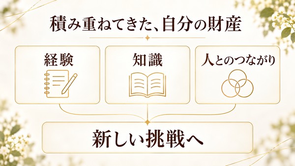 経験・知識・人間関係の積み重ねも、新しい挑戦を始める自分の財産。